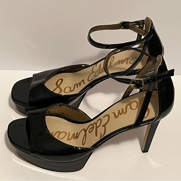 Sam Edelman Women's Kayden Heels Black Faux Patent Leather - Picture 6 of 15